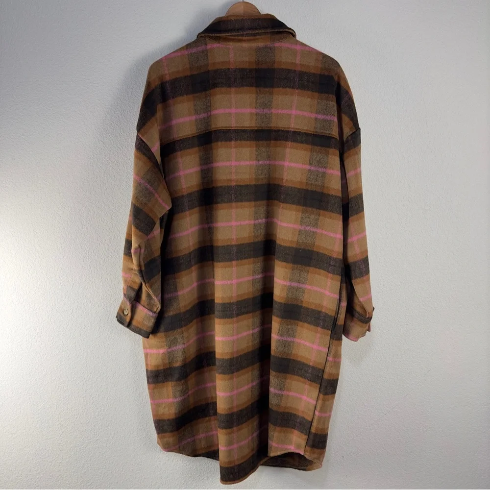 Steve Madden‎ Plaid Duster Shirt Jacket Sz XL
